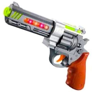 Pistol-Style 12” Play Gun Lights & Sound Revolver LED  Realistic Shooting Sounds